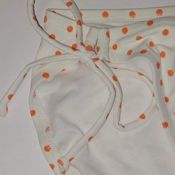Victoria' Secret Double Tie Bikini Bottom Medium NWOT White Orange Polka Dots - Picture 9 of 14